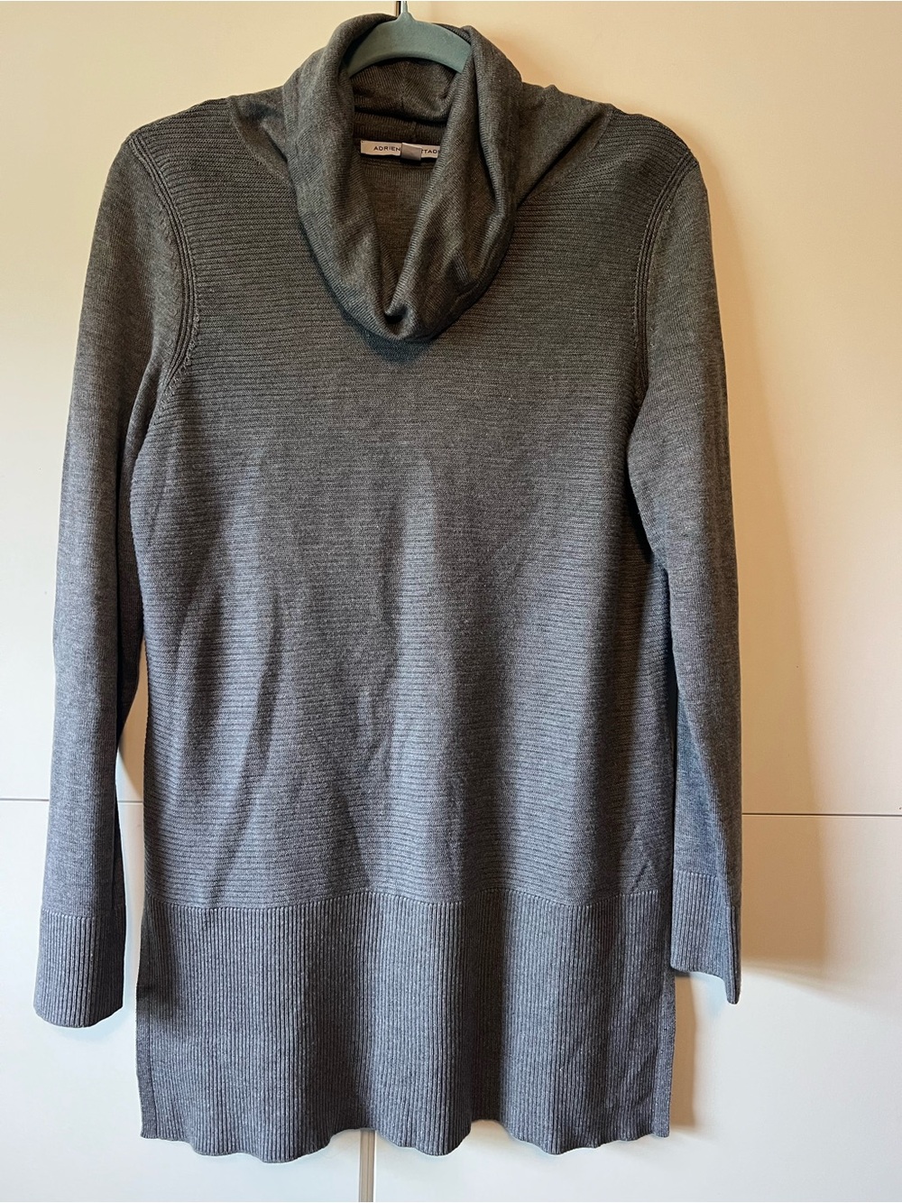 Adrienne Vittadini Gray Cowl Neck Sweater Tunic